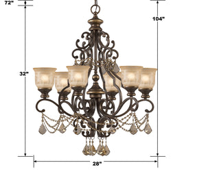 Norwalk 6 Light Clear Italian Crystal Bronze Umber Chandelier 7516-BU-CL-I
