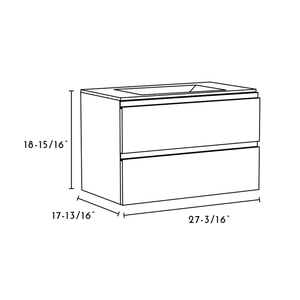 DAX Pasadena Engineered Wood and Porcelain Onix Basin with Single Vanity Cabinet, 28", Pine DAX-PAS012812-ONX