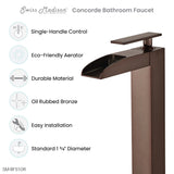 Concorde Single Hole, Single-Handle, High Arc Waterfall, Bathroom Faucet in Oil Rubbed Bronze