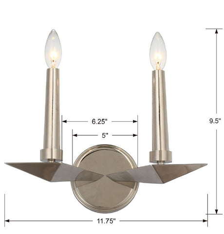 Palmer 2 Light Polished Nickel Sconce 7592-PN