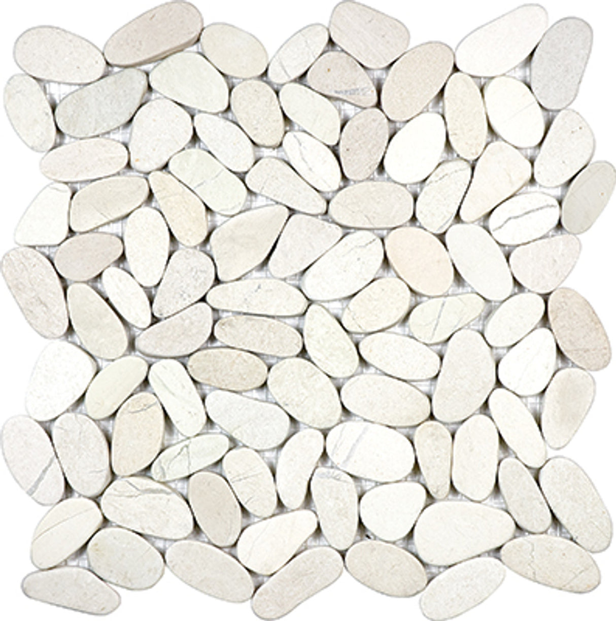 Anatolia Tile Zen Serenity Ivory Flat Matte Pebble Mosaics. 1 Sheet = 1 Sq. Ft. 5001-0223-0 (76-462) Serenity Ivory Flat Pebble - premium natural stone mosaic tile from Anatolia Tile, available at PoshHaus showroom in Keene, NH