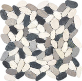 Anatolia Tile Zen Tranquil Cool Blend Flat Matte Pebble Mosaics. 1 Sheet = 1 Sq. Ft. 5001-0226-0 (76-466) Tranquil Cool Blend Flat Pebble - premium natural stone mosaic tile from Anatolia Tile, available at PoshHaus showroom in Keene, NH