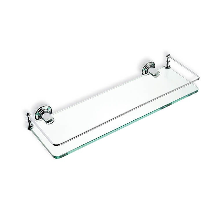 Chrome Clear Glass Bathroom Shelf