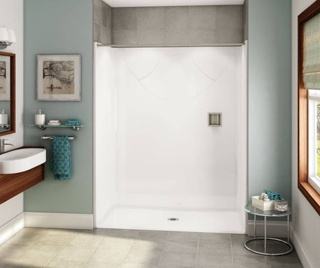 Aker OPS-6030 AcrylX Alcove Center Drain One-Piece Shower in Sterling Silver - Base Model