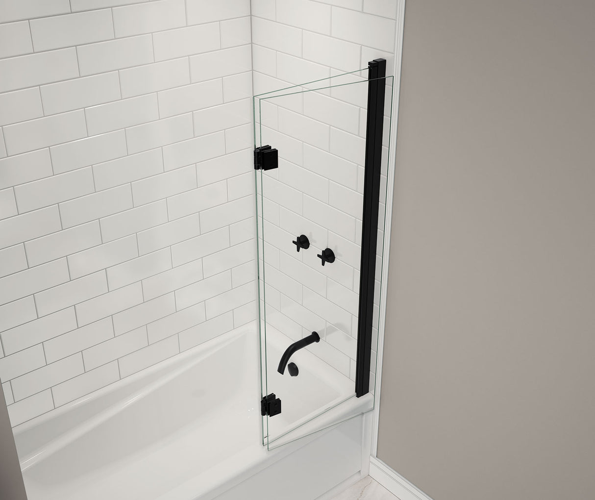 MAAX 138600-900-340-000 Axial Access 42 x 56 in. 6 mm Pivot Tub Screen for Alcove Installation with Clear glass in Matte Black