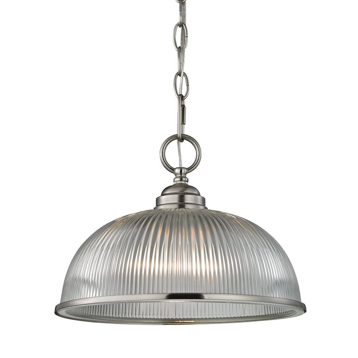 Elk 7681PL/20 Liberty Park 1-Light Mini Pendant in Brushed Nickel with Prismatic Clear Glass