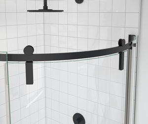 MAAX 139410-900-340-001 Outback Round 36 x 36 x 75 5/8 in. 8mm Sliding Shower Door for Corner Installation with Clear glass in Matte Black
