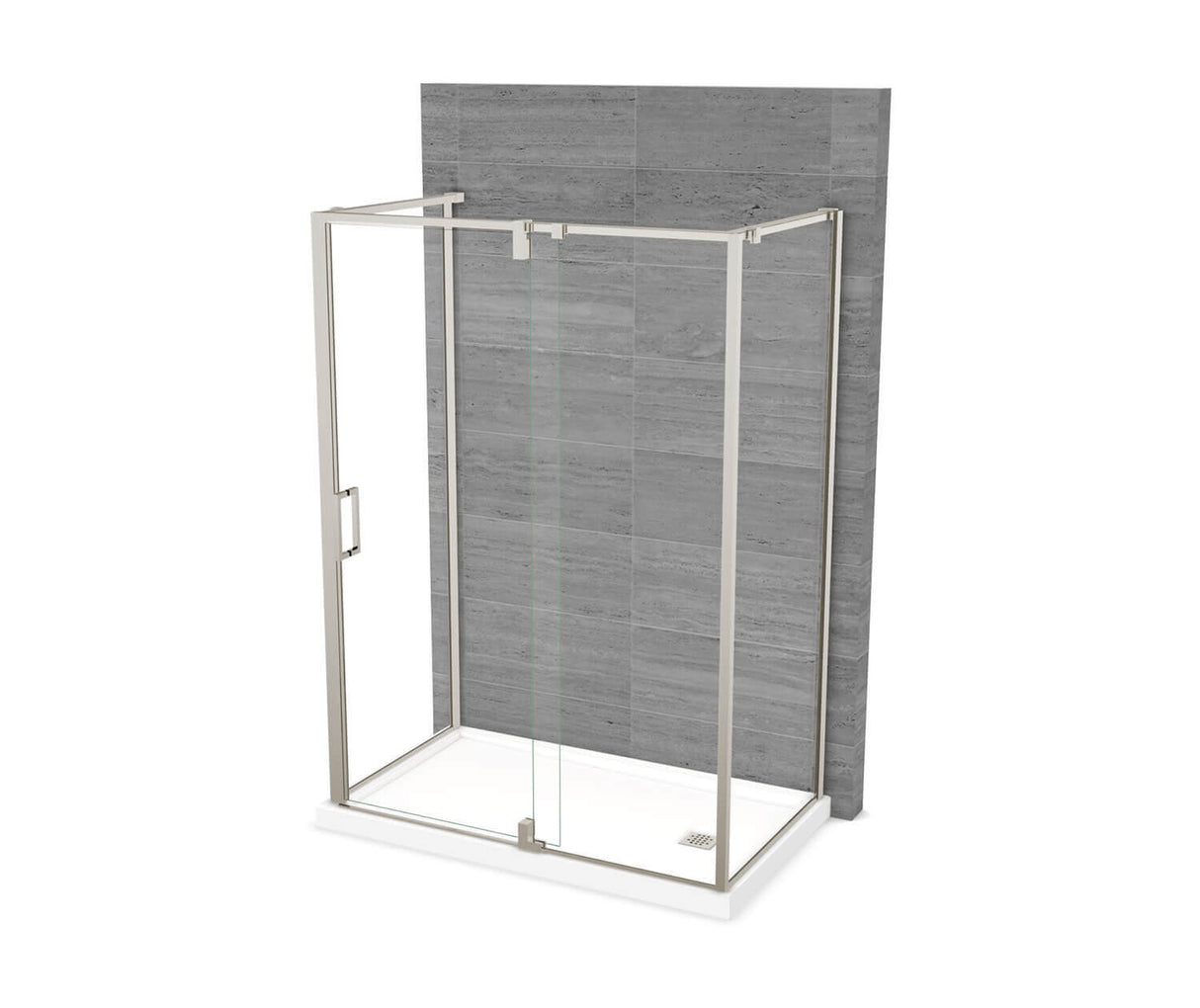 MAAX 137873-900-305-000 ModulR 60 x 36 x 78 in. 8mm Pivot Shower Door for Wall-mount Installation with Clear glass in Brushed Nickel