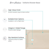 Voltaire 60 x 32 Single-Threshold, Right-Hand Drain, Shower Base in Biscuit