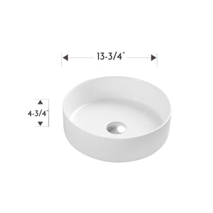 DAX Ceramic Round Bathroom Vessel Basin, 14", Matte Black DAX-CL1277-BM