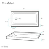 Voltaire 48 x 36 Single-Threshold, Left-Hand Drain, Shower Base in Grey