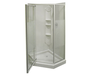 MAAX 101694-000-129-106 38 Himalaya 38 x 38 Polystyrene Center Drain Shower Kit in White with Design 47 glass  in White