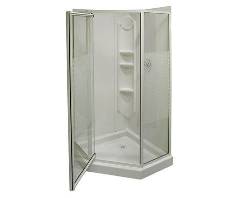 MAAX 101694-000-129-107 38 Himalaya 38 x 38 Polystyrene Center Drain Shower Kit in White with Design 47 glass  in Chrome