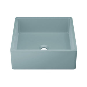 Lisse 15.5" Concrete Square Vessel Sink in Matte Powder Blue