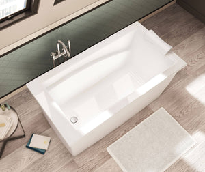 MAAX 105571-055-001-100 Optik 6032 F Acrylic Freestanding End Drain Aerofeel Bathtub in White with White Skirt