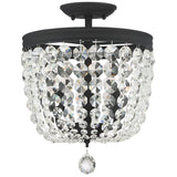 Archer 3 Light Hand Cut Crystal Black Forged Semi Flush Mount 783-BF-CL-MWP