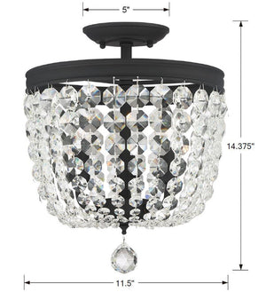 Archer 3 Light Hand Cut Crystal Black Forged Semi Flush Mount 783-BF-CL-MWP