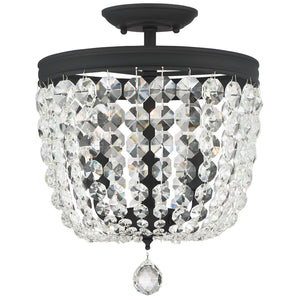 Archer 3 Light Swarovski Strass Crystal Black Forged Semi Flush Mount 783-BF-CL-S