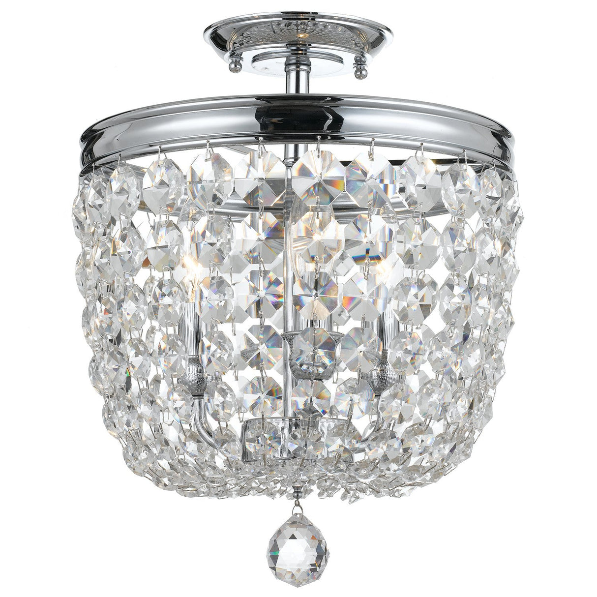 Archer 3 Light Hand Cut Crystal Polished Chrome Semi Flush Mount 783-CH-CL-MWP