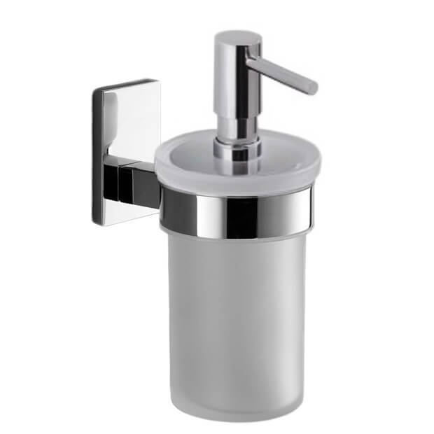 Soap Dispenser, Wall Mounted, Frosted Glass With Chrome Mounting