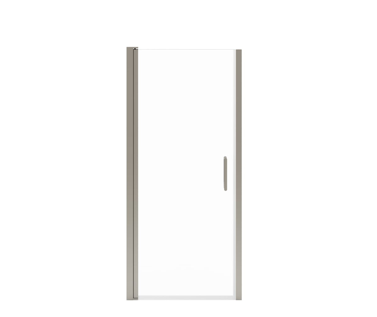 MAAX 138265-900-305-100 Manhattan 33-35 x 68 in. 6 mm Pivot Shower Door for Alcove Installation with Clear glass & Round Handle in Brushed Nickel