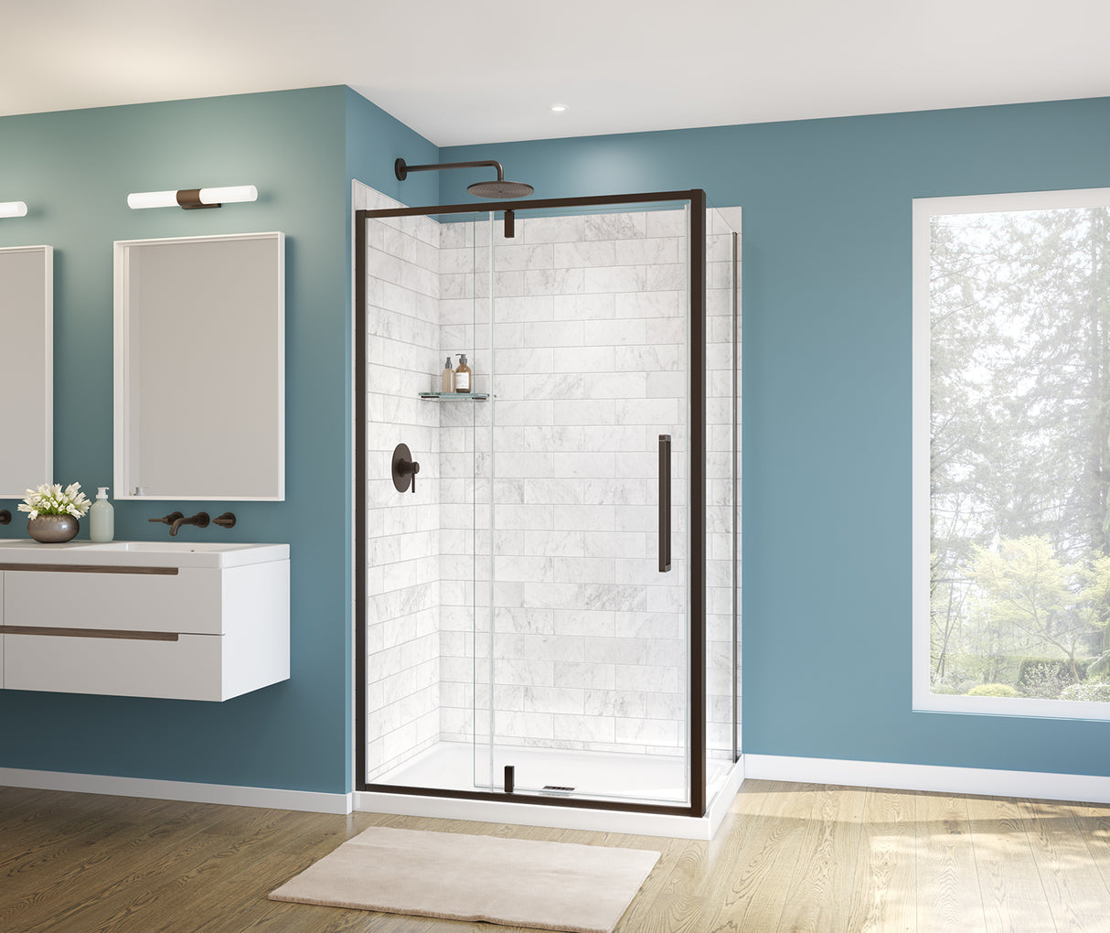 MAAX 135327-900-173-000 Uptown Return Panel for 32 in. Base with Clear glass in Dark Bronze