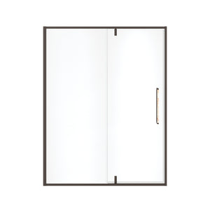 MAAX 135326-900-283-000 Uptown 57-59 x 76 in. 8 mm Pivot Shower Door for Alcove Installation with Clear glass in Dark Bronze & Beige Marble