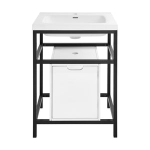 Ivy 24" Freestanding Bathroom Vanity in Black with Sink Top
