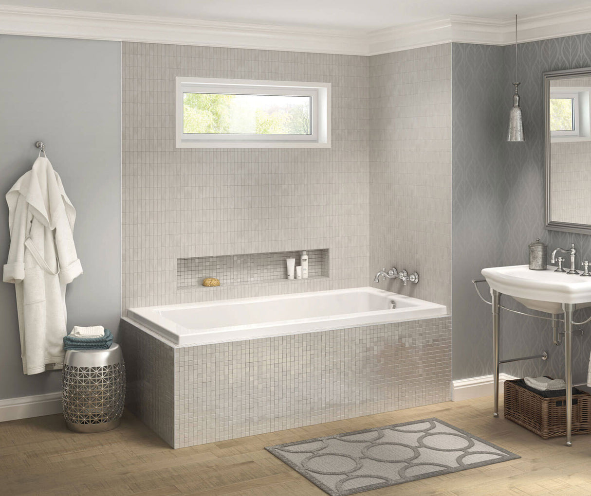 MAAX 106203-R-003-001 Pose 6032 IF Acrylic Corner Right Right-Hand Drain Whirlpool Bathtub in White