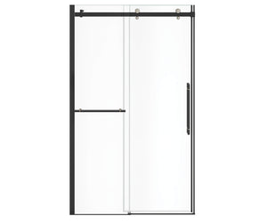 MAAX 138465-900-370-000 Vela 44 ½-47 x 78 ¾ in. 8mm Sliding Shower Door with Towel Bar for Alcove Installation with Clear glass in Matte Black and Brushed Nickel