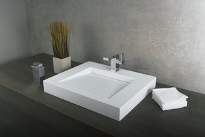 DAX Solid Surface Rectangular Single Bowl Top Mount Bathroom Basin, White DAX-AB-1330