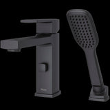 Deckard Single Handle Complete Roman Tub Trim with Handheld Shower in Matte Black