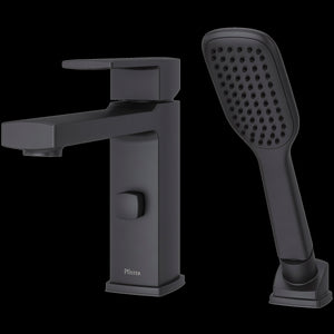 Deckard Single Handle Complete Roman Tub Trim with Handheld Shower in Matte Black