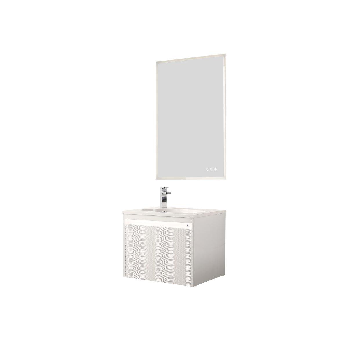 Blossom Voyage 24″ Vanity, Droplet-Shaped Basin - LED Illuminated & Wave-Front Design