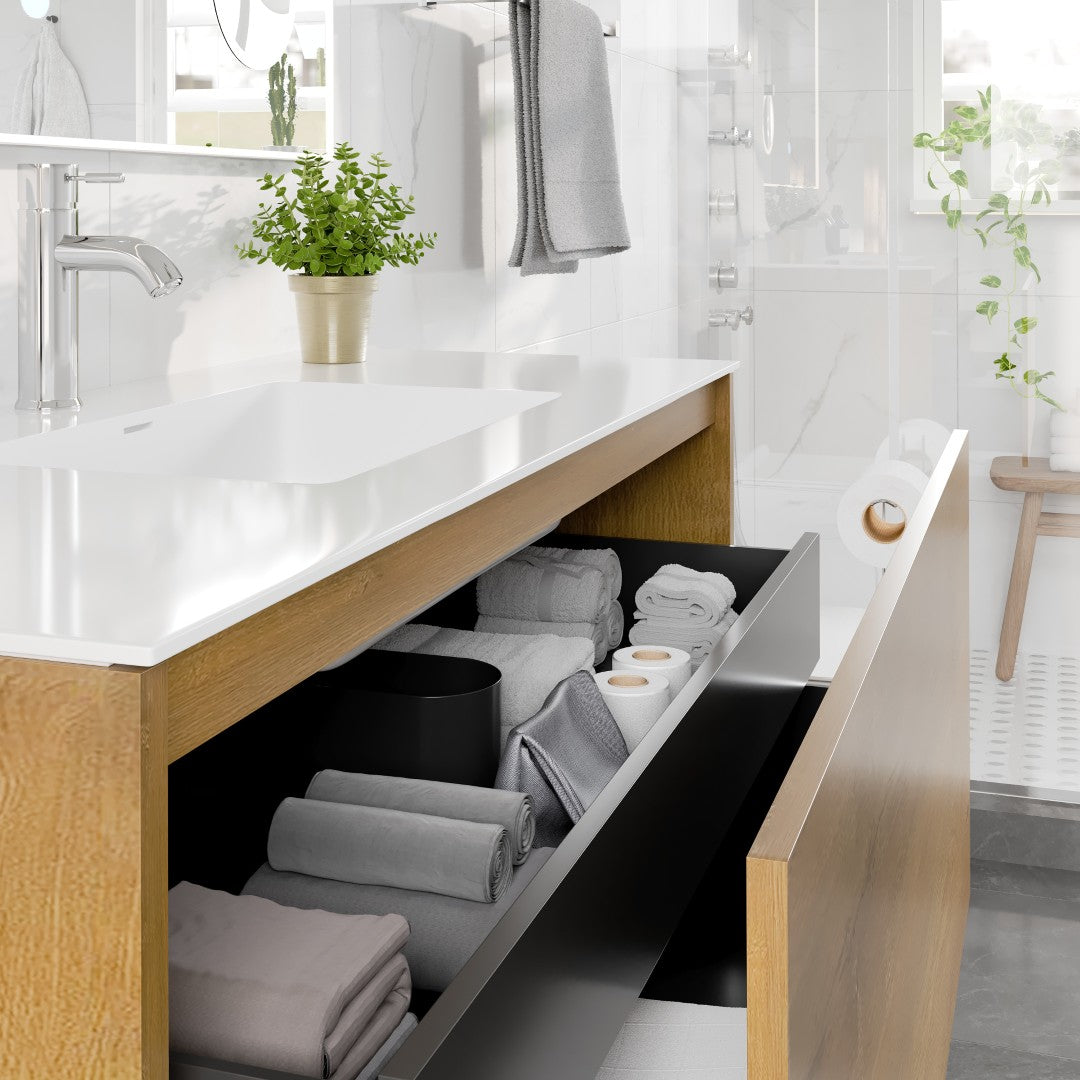 Madeira 48 in. Oak Wall Mount Single Sink Bath Vanity with Acrylic Top and Integrated Sink