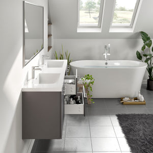 Axis 72 in. Gray Wall Mount Double Sink  Bath Vanity with Acrylic Top and Integrated Sinks