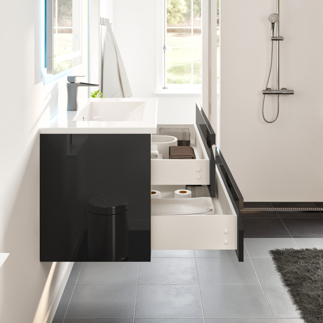 Joy 40 in. Black Wall Mount Single Sink Bath Vanity with Porcelain Top and Integrated Sink