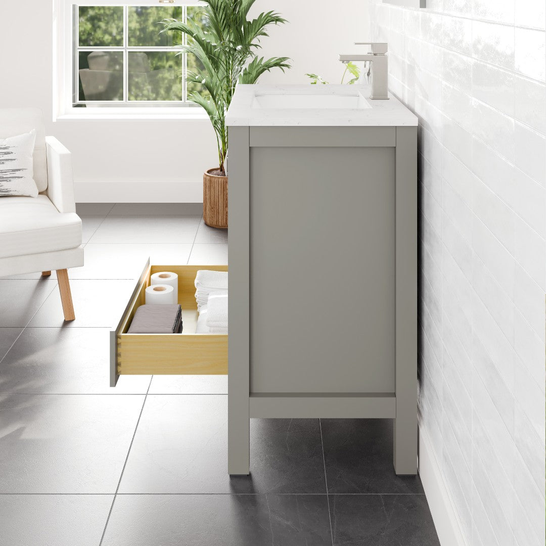 London 30 in. Gray Single Sink Bath Vanity with Carrara Quartz Top and Undermount Porcelain Sink