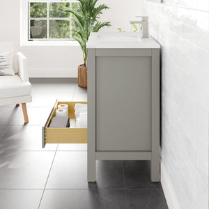 London 30 in. Gray Single Sink Bath Vanity with Carrara Quartz Top and Undermount Porcelain Sink