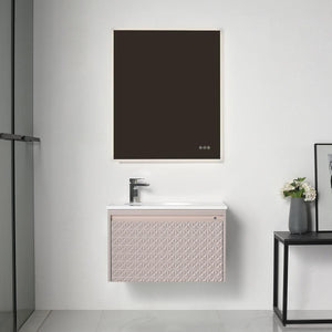 Blossom Thun 30″ Vanity with Droplet-Shaped Basin - LED Illuminated & 3D Diamond Pattern Design