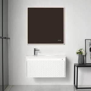 Blossom Thun 36″ Vanity with Droplet-Shaped Basin - LED Illuminated & 3D Diamond Pattern Design