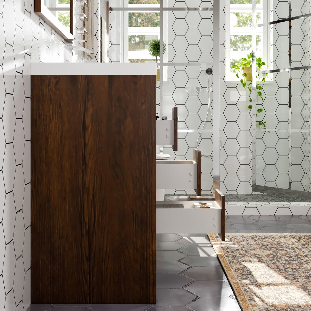 Lugano 36 in. Rosewood Single Sink Bath Vanity with Acrylic Top and Integrated Sink