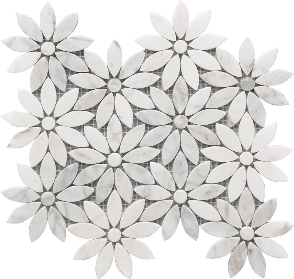 Roca Tile Usa Inc Elegant Ideas Rockart Daisy Flower Marble Natural Stone Mosaic. 1 Sheet = .83 Sq. Ft.