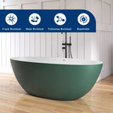 New England Home Goods 65" Green Oval Luxury Freestanding Solid Surface Resin Stone Soaking Tub