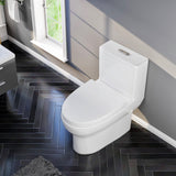 Scale 12 inch Floor Mounted 1-piece 1.28 GPF Dual Flush Elongated Toilet in White Seat Included