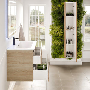 Joy 32 in. Maple Wall Mount Single Sink Bath Vanity with Porcelain Top and Integrated Sink