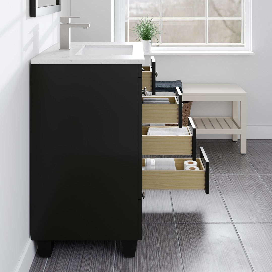 Acclaim 24 in. Espresso Single Sink Bath Vanity with Carrara Quartz Top and Undermount Porcelain Sink