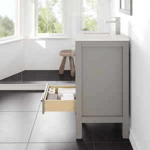 London 20 in. Gray Single Sink Bath Vanity with Carrara Quartz Top and Undermount Porcelain Sink
