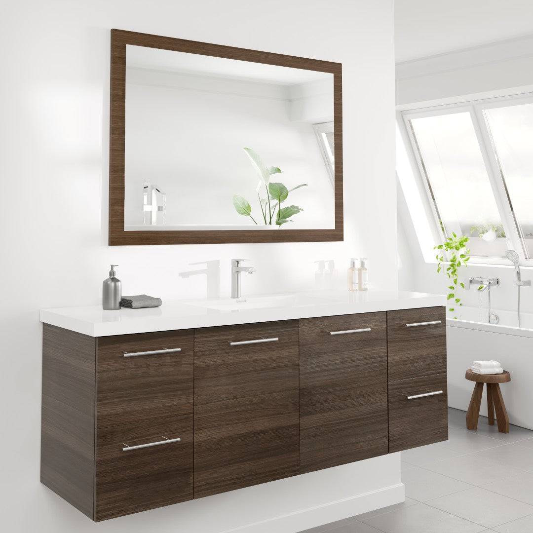 Eviva Reflection 42" x 32" Rectangular Gray Oak Wooden Framed Mirror