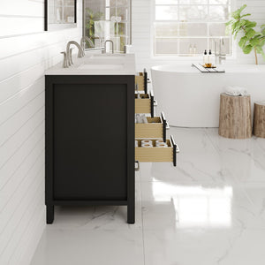 Aberdeen 48 in. Espresso Double Sink  Bath Vanity with Carrara Quartz Top and Undermount Porcelain Sinks